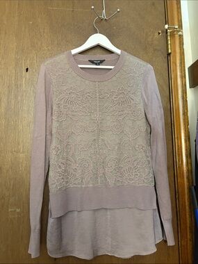 Simply Vera Vera Wang Lace Front Layered Sweater Top - Mauve